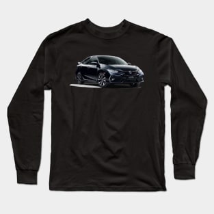 Sleek Black Honda Civic Vector Front Tee Long Sleeve T-Shirt